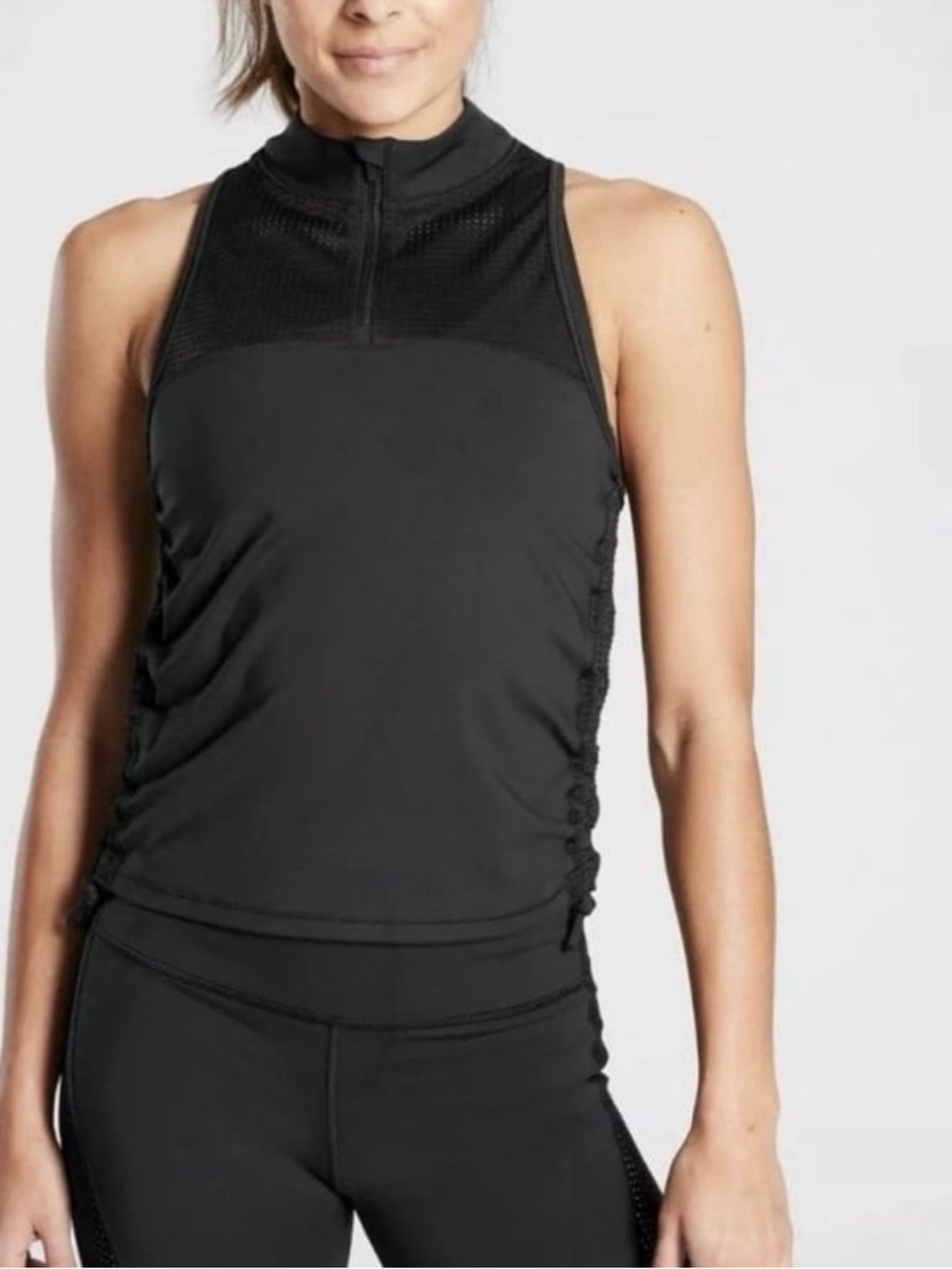 Athleta NWT HIIT IT Black High-Neck Zip-Up Active Tank Size XS
